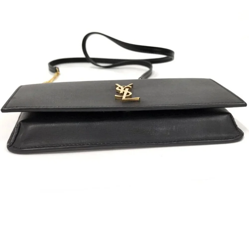 Saint Laurent Phone Shoulder Bag YSL Leather Black - Picture 8 of 9